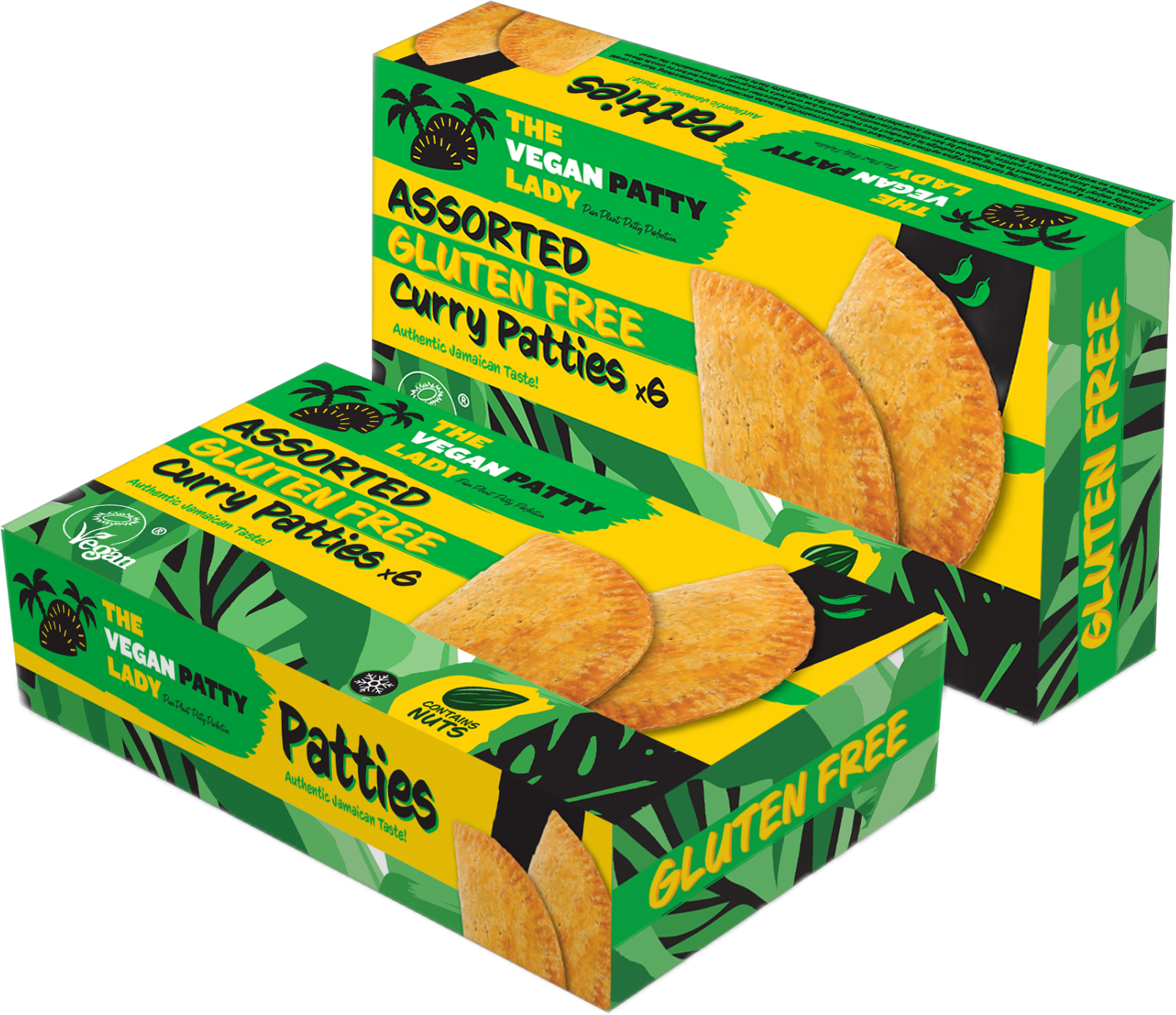 Box of 6 assorted gluten-free Jamaican vegan cocktail patties