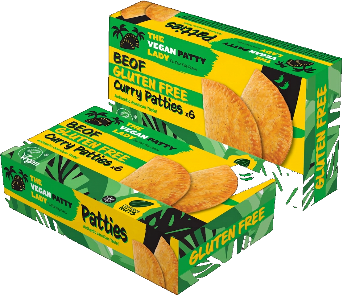Box of 6 Beof gluten-free Jamaican vegan cocktail patties